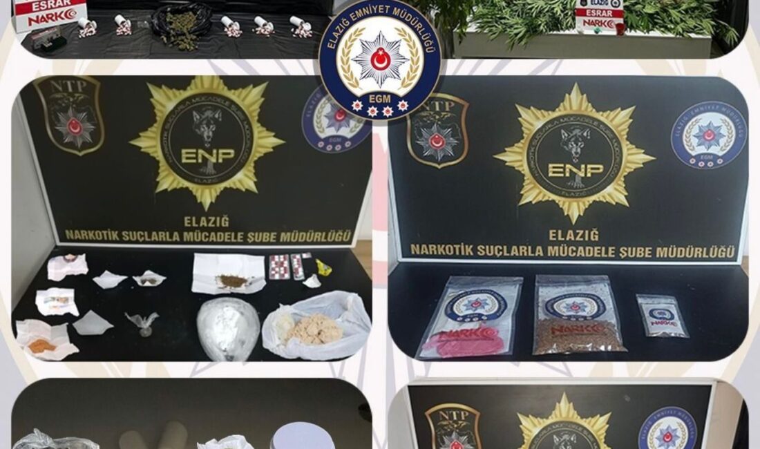 Elazığ’da yapılan operasyonlarda uyuşturucu tacirlerine büyük darbe vuruldu! Elazığ Cumhuriyet