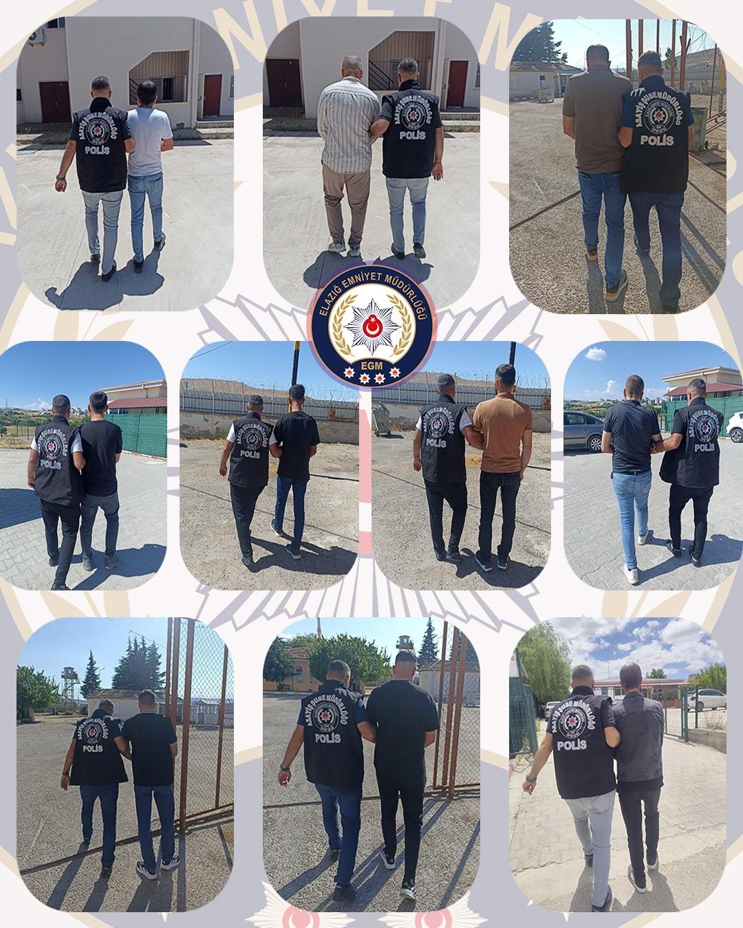 Elazığ’da polis ekiplerinin temmuz ayı operasyonlarında kesinleşmiş hapis cezası bulunan