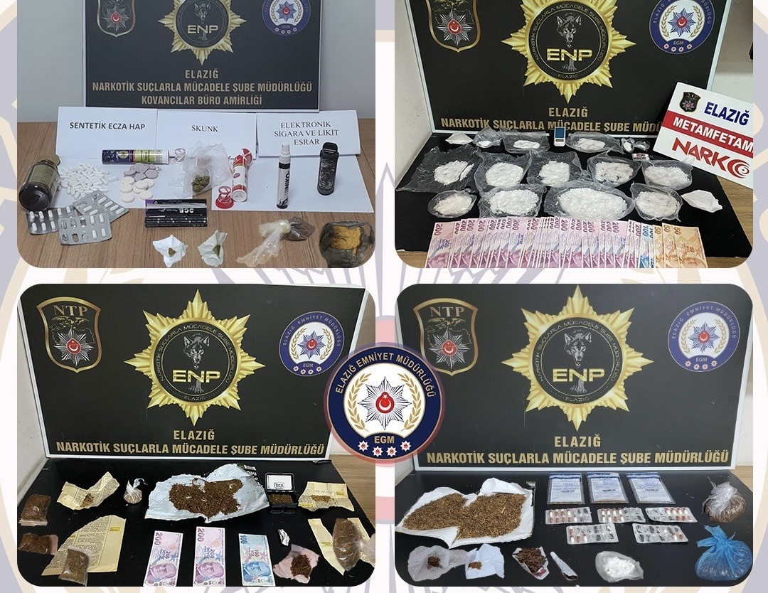 Elazığ’da uyuşturucuya geçit yok: 16 tutuklama Elazığ Cumhuriyet Başsavcılığı koordinesinde